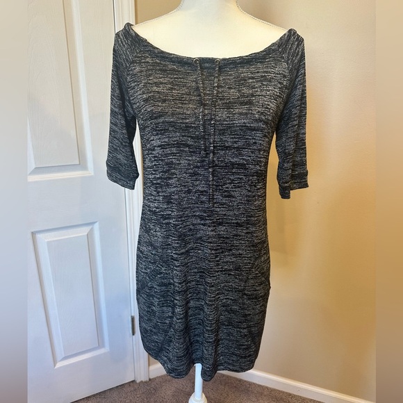 Soma Black Gray Marled Knit Shift Dress Women’s Size XS - Picture 2 of 7